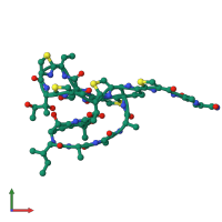 PDB entry 1e9w coloured by chain, front view.