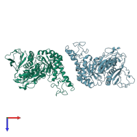 PDB entry 1ea9 coloured by chain, top view.
