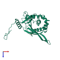 PDB entry 1eaf coloured by chain, top view.