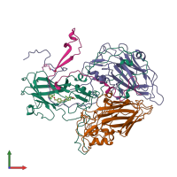 PDB entry 1eah coloured by chain, front view.