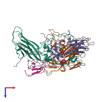 PDB entry 1eah coloured by chain, top view.