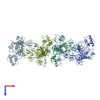 PDB entry 1eak coloured by chain, top view.