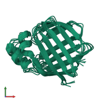 PDB entry 1eal coloured by chain, ensemble of 5 models, front view.