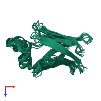 PDB entry 1eal coloured by chain, ensemble of 5 models, top view.
