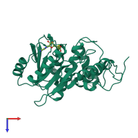 PDB entry 1eam coloured by chain, top view.