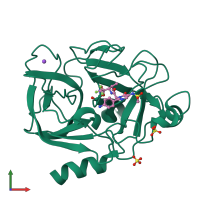 PDB entry 1eat coloured by chain, front view.