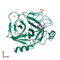 PDB entry 1eb2 coloured by chain, front view.