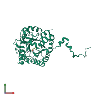 PDB entry 1eb3 coloured by chain, front view.