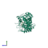 PDB entry 1eb3 coloured by chain, side view.