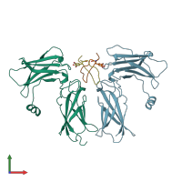 PDB entry 1eba coloured by chain, front view.