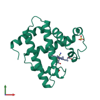 PDB entry 1ebc coloured by chain, front view.