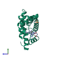 PDB entry 1ebc coloured by chain, side view.