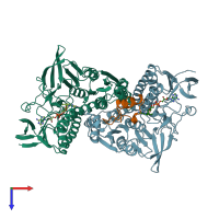 PDB entry 1ebd coloured by chain, top view.