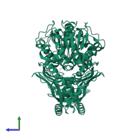 Homoserine dehydrogenase in PDB entry 1ebf, assembly 1, side view.