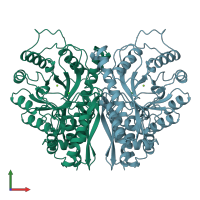 PDB entry 1ebh coloured by chain, front view.