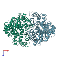 PDB entry 1ebh coloured by chain, top view.