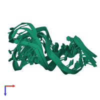 PDB entry 1ebq coloured by chain, ensemble of 5 models, top view.