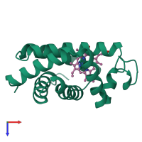 PDB entry 1ebt coloured by chain, top view.