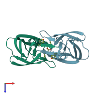 PDB entry 1eby coloured by chain, top view.