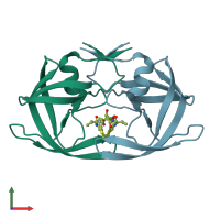 PDB entry 1ec1 coloured by chain, front view.