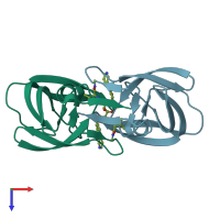 PDB entry 1ec2 coloured by chain, top view.