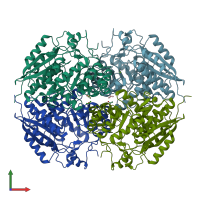 PDB entry 1ec7 coloured by chain, front view.