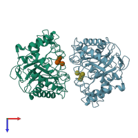 PDB entry 1ece coloured by chain, top view.
