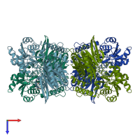 PDB entry 1ecj coloured by chain, top view.