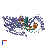 PDB entry 1ecr coloured by chain, top view.