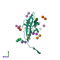 PDB entry 1ecy coloured by chain, side view.