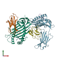 PDB entry 1ed3 coloured by chain, front view.