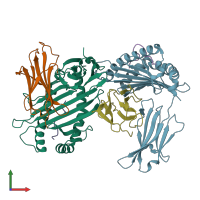 PDB entry 1ed3 coloured by chain, front view.