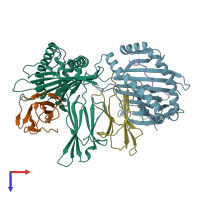 PDB entry 1ed3 coloured by chain, top view.