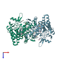 PDB entry 1ed5 coloured by chain, top view.