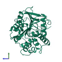 PDB entry 1edd coloured by chain, side view.