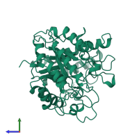 PDB entry 1edg coloured by chain, side view.