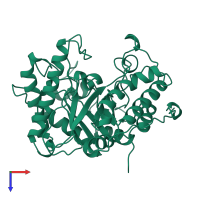 PDB entry 1edg coloured by chain, top view.