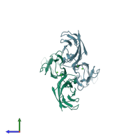 PDB entry 1edh coloured by chain, side view.