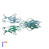 PDB entry 1edh coloured by chain, top view.