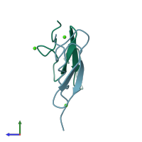 PDB entry 1edm coloured by chain, side view.