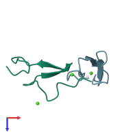 PDB entry 1edm coloured by chain, top view.