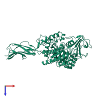 PDB entry 1edq coloured by chain, top view.