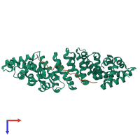 PDB entry 1ee5 coloured by chain, top view.