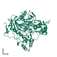 PDB entry 1eea coloured by chain, front view.