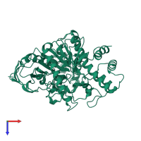 PDB entry 1eea coloured by chain, top view.