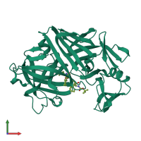 PDB entry 1eed coloured by chain, front view.