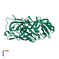PDB entry 1eed coloured by chain, top view.