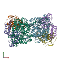 PDB entry 1eex coloured by chain, front view.