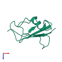 PDB entry 1ef5 coloured by chain, top view.