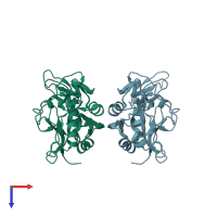 PDB entry 1ef7 coloured by chain, top view.